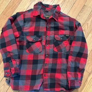 Stanley Red and Black Plaid Shirt with Gray Lining